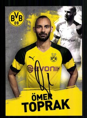 Ömer Toprak Autogrammkarte Borussia Dortmund 2018-19 Original Signiert