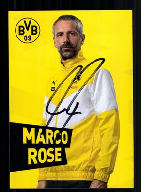 Marco Rose Autogrammkarte Borussia Dortmund 2021-22 Original Signiert
