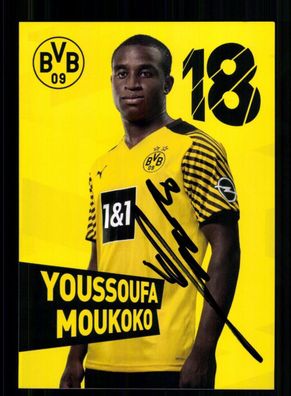 Youssoufa Moukoko Autogrammkarte Borussia Dortmund 2021-22 Original Signiert