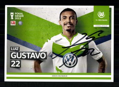 Luiz Gustavo Autogrammkarte VFL Wolfsburg 2015-16 Original Signiert