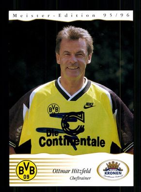 Ottmar Hitzfeld Autogrammkarte Borussia Dortmund 1995-96 2. Karte Signiert