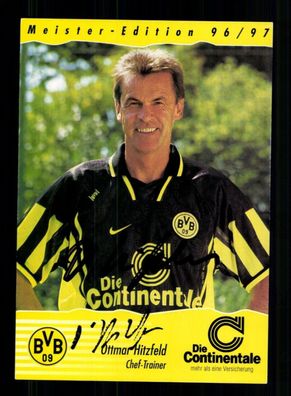 Ottmar Hitzfeld Autogrammkarte Borussia Dortmund 1996-97 Original Signiert