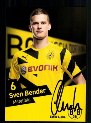 Sven Bender Autogrammkarte Borussia Dortmund 2014-15 Original Signiert