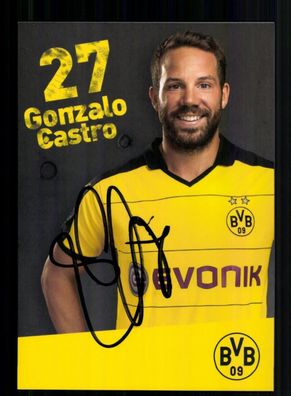 Gonzalo Castro Autogrammkarte Borussia Dortmund 2015-16 Original Signiert + 2