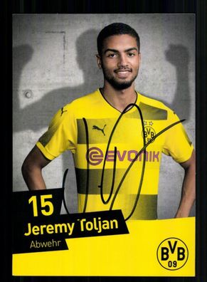 Jeremy Toljan Autogrammkarte Borussia Dortmund 2017-18 Original Signiert