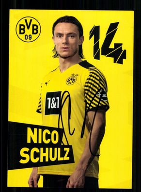 Nico Schulz Autogrammkarte Borussia Dortmund 2021-22 Original Signiert