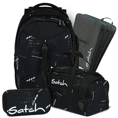 satch match Schulrucksack Set 4tlg, Ninja Matrix + Grey, Mädchen & Jungen