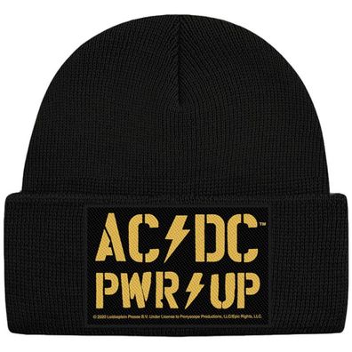 AC/ DC Schwarze PWR-UP Motiv Mütze - ACDC Hard Rock Beanies Mützen Caps Hats
