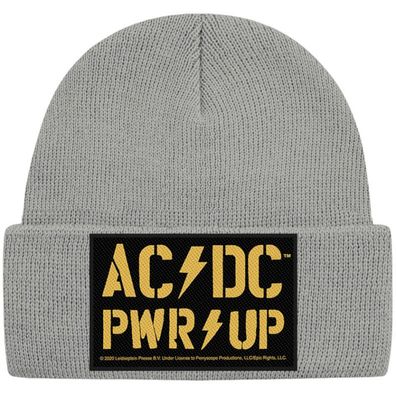 AC/ DC Graue PWR-UP Motiv Mütze - ACDC Hard Rock Beanies Mützen Caps Hats