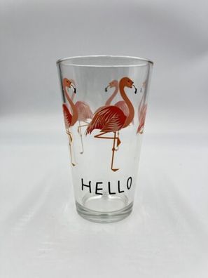 Flamingo Glas Hello Schweres Glas Neuwertig Trinken Tee Küche Büro Schule Kind