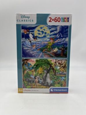 Disney Classics Clementoni Puzzle Peter Pan & Dschungelbuch 2x60 Teile NEU & OVP