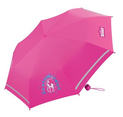Scout Kinder-Taschenregenschirm mit Reflektorband Lilac Unicorn