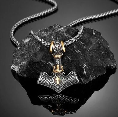 Thors Hammer Runen Anhänger mit Halskette Wikinger Nordland Schmuck Walhalla