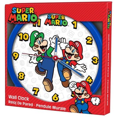 Super Mario Luigi Wanduhr Kinderuhr große Zahlen 25cm Wall Clock Uhr Nintendo