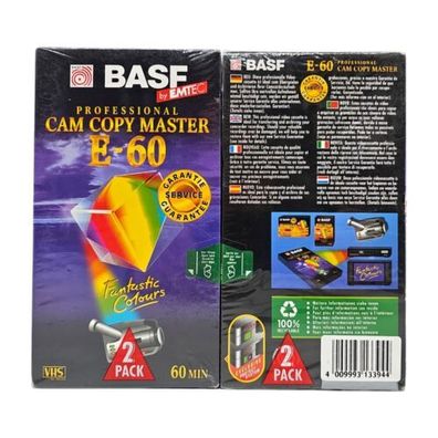 BASF E-60 Cam-Copy Master 2-Pack 4 VHS Leerkassetten NEU OVP Cassette Tape