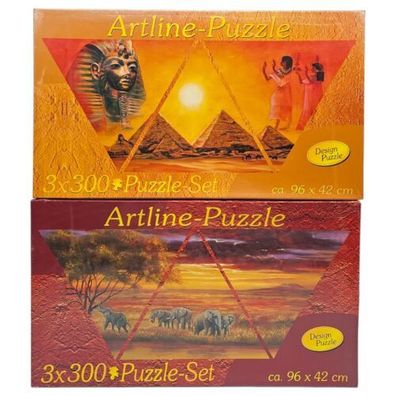 Artline Puzzle 2 Stück 3x300 Teile Savanne und Pyramiden Neu