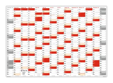 XXL Wandkalender gerollt Wandplaner DIN A0 2026 (rot2) große Tageskästchen