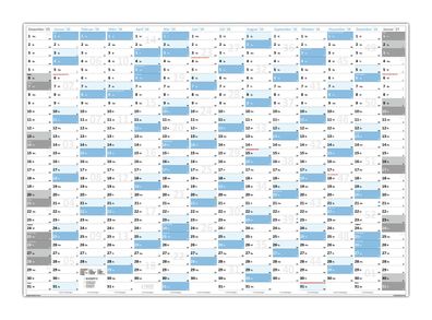 XXL Wandkalender gerollt Wandplaner DIN A1 2026 (blau2) große Tageskästchen