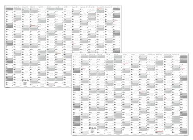 XL Wandkalender gerollt Wandplaner DIN A1 2025 + 2026 (grau2) große Tageskästchen