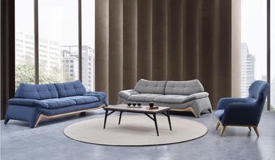 Moderne Wohnzimmer Couchgarnitur 3 + 3 Sitzer Polster Sessel Sofagarnitur
