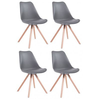 4er Set Stühle Toulouse Kunstleder Rund natura (Farbe: grau)