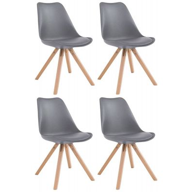 4er Set Stühle Toulouse Kunstleder Natura Square (Farbe: grau)