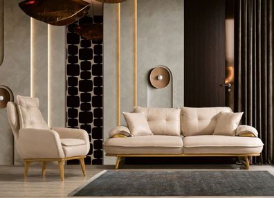 Moderne Couchgarnitur Designer 3-Sitzer Luxus Polster Sessel 3 + 1 Set