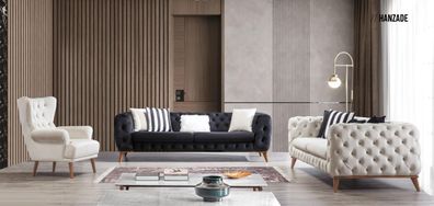 Sofa 3 Sitzer Weiß Luxus Möbel Chesterfield Möbel Textil Italienischer Stil Neu