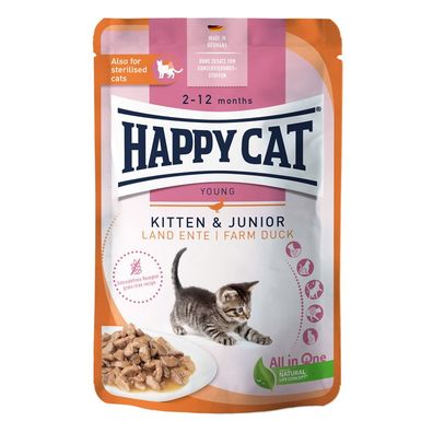 Happy Cat Young Meat in Sauce Kitten & Junior Land Ente 40 x 85g (16,44€/ kg)