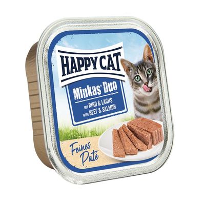 Happy Cat Minkas Schale Duo Rind & Lachs Paté 32 x 100g (15,59€/ kg)