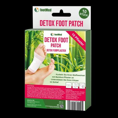 Footmed D-Tox Pflaster für Füße und Körper, 10 Stück Fußpflaster