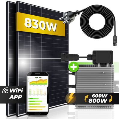 Solaranlage 830W Balkonkraftwerk Deye Wechselrichter 600 Upgradebar 800 Steckerfertig