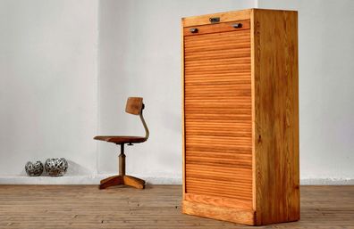Rollladenschrank Antik Holz Alt Aktenschrank Vintage Büroschrank Bauhaus Art Deco