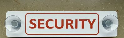Abverkauf! Alu-Schild mit Saugnapf: Security 20x5cm, Saugschild fürs Auto etc.