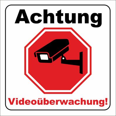 Abverkauf!!! Achtung Videoüberwachung! Aludibond-Warnschilder für Outdoorbereich
