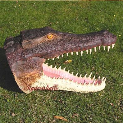 Alligator Krokodil Figur Statue Skulptur Wanddeko Krokodilkopf Reptil Afrika neu