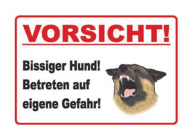 Abverkauf! Vorsicht Bissiger Hund - 40x30cm XXL-Schild Hammerpreis!