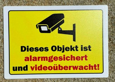Schild: Dieses Objekt ist alarmgesichert und videoüberwacht! 3 Größen, PVC + Alu
