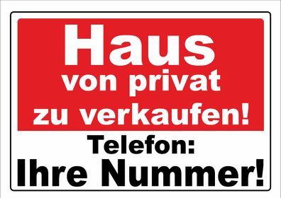 wetterfestes Banner mit Ösen: "Haus von Privat zu verkaufen" Größe A2