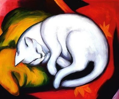 Franz Marc - weiße Katze - Leinwandbild auf Keilrahmen