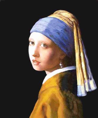 Vermeer, Frau mit Perle - Keilrahmenbild auf Leinwand