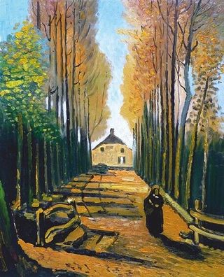 Van Gogh, Pappelallee im Herbst - Leinwandbild auf Keilrahmen gespannt