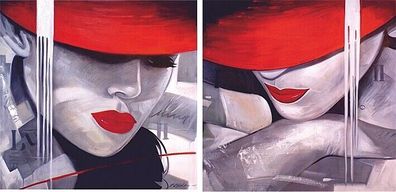 Eyecatcher - DUO - Frau mit rotem Hut bis Größe 100x100cm - 2 Bilder!
