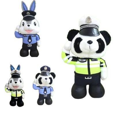 Niedliches Hasen-Verkehrspolizei-Plüschtiere Panda-Polizei-Teddybär, anpassbar