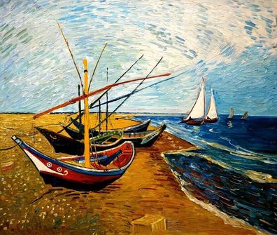 Van Gogh - Fischerboote - Leinwandbild auf Keilrahmen, verschiedene Größen
