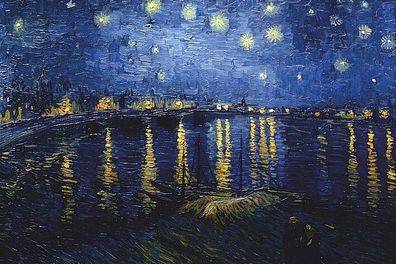 Van Gogh, Sternennacht über der Rhone - Leinwandbild auf Wunsch mit Keilrahmen