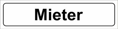 Mieter" - Schild oder Klebeschild - 5x20cm, Hinweisschild, Türschild