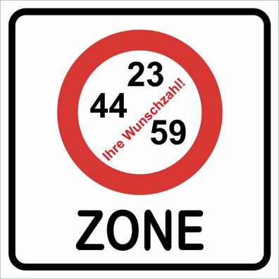 wetterfestes Schild "Zone nach Wunsch" Geburtstagsschild, 50x50cm Personalisiert