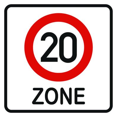wetterfestes Verkehrsschild "Zone 20" Geburtstagsschild, Verkehrszeichen 40x40cm