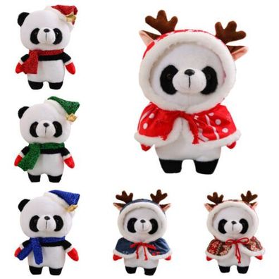 Weihnachtscape Panda Plüschtiere im Cartoon Stil mit kurzem Plüsch Spielzeug